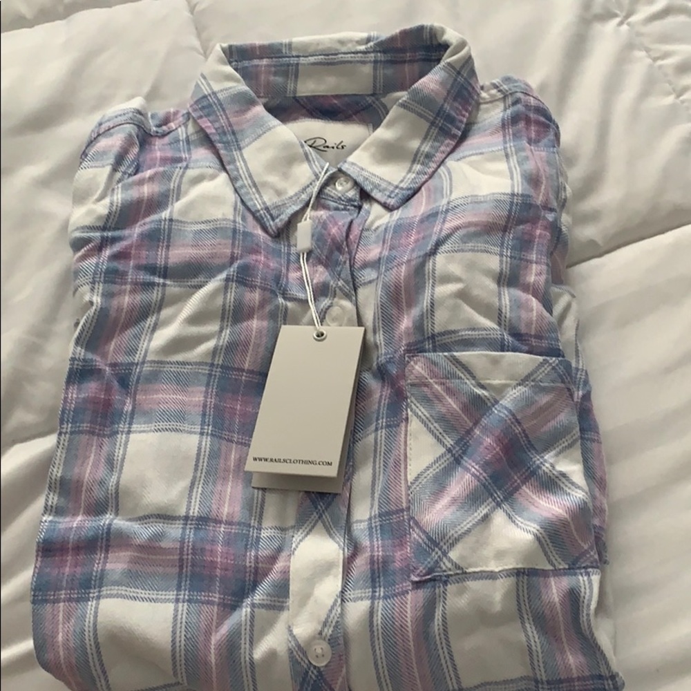 Rails Blue and Pink Plaid Button Down Shirt